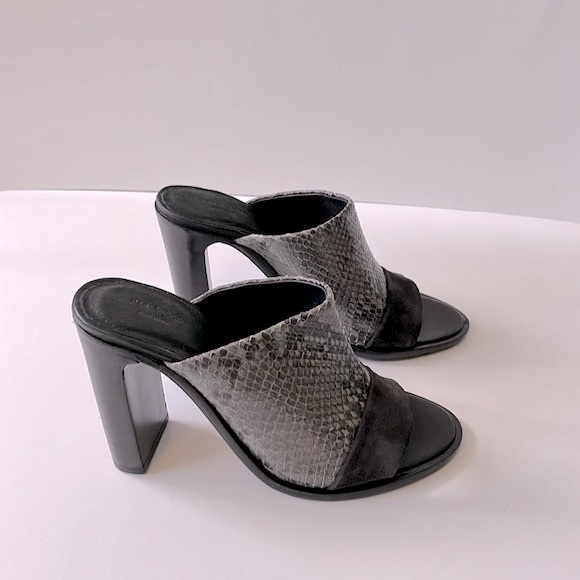 Rag & Bone 'Tristan' Suede Snake Print Leather Mule Sandals, Black, size 6.5 - Picture 8 of 16